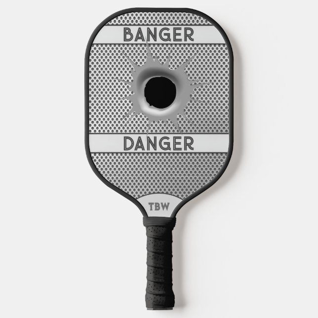 Custom Banger Danger Silver Personalised Pickleball Paddle (Front)