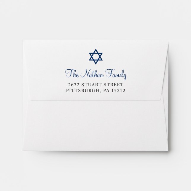Custom Bar Mitzvah Envelope for A2 Save The Date (Back (Top Flap))
