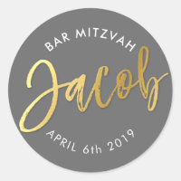 CUSTOM Bar Mitzvah for Jacob grey + faux gold