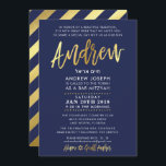 CUSTOM Bar Mitzvah Invite for Andrew navy   gold<br><div class="desc">*** NOTE - THE SHINY GOLD FOIL EFFECT IS A PRINTED PICTURE *** - - - - - - - - - - - - - - - - - - - - - - - - - - - - - - - - - - - - - -...</div>