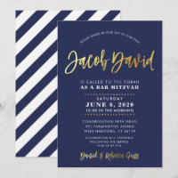 CUSTOM Bar Mitzvah modern navy + gold name JACOB