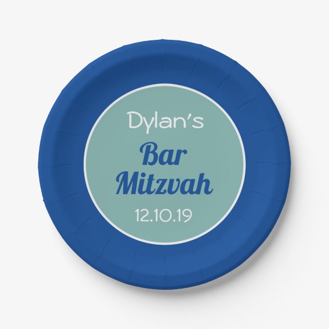 Custom Bar Mitzvah Paper Plate (Front)
