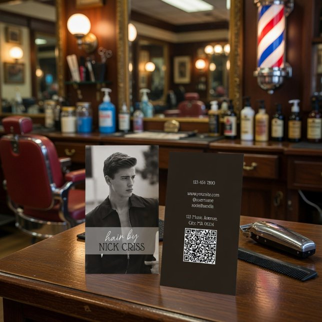 Custom Barber Contact Card with QR Code (Creator Uploaded)