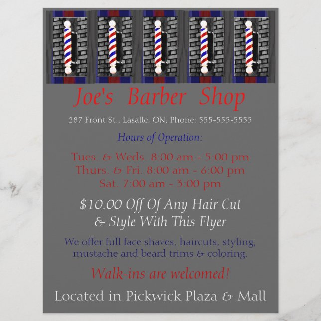 Custom Barber Shop / Advertisement / Flyer (Front)