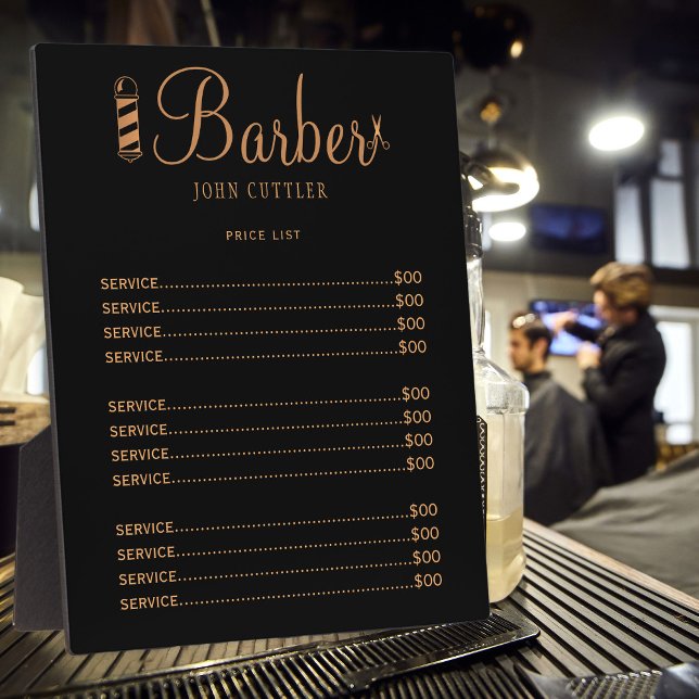 Custom barber shop price list professional logo  plaque (Creator Uploaded)