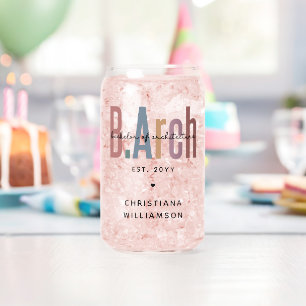 Custom BArch Bachelor of Architecture Graduation Can Glass