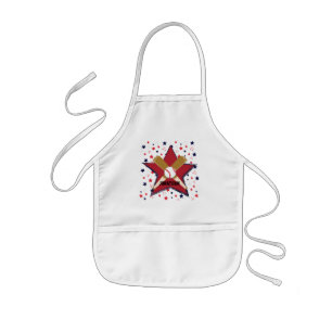 Custom Baseball Bats Balls and Stars on White Kids Apron
