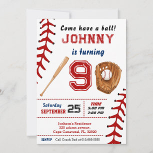 Custom Baseball Birthday Invitation with Photo