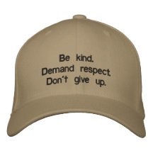 Custom Baseball Cap saying don't give up.