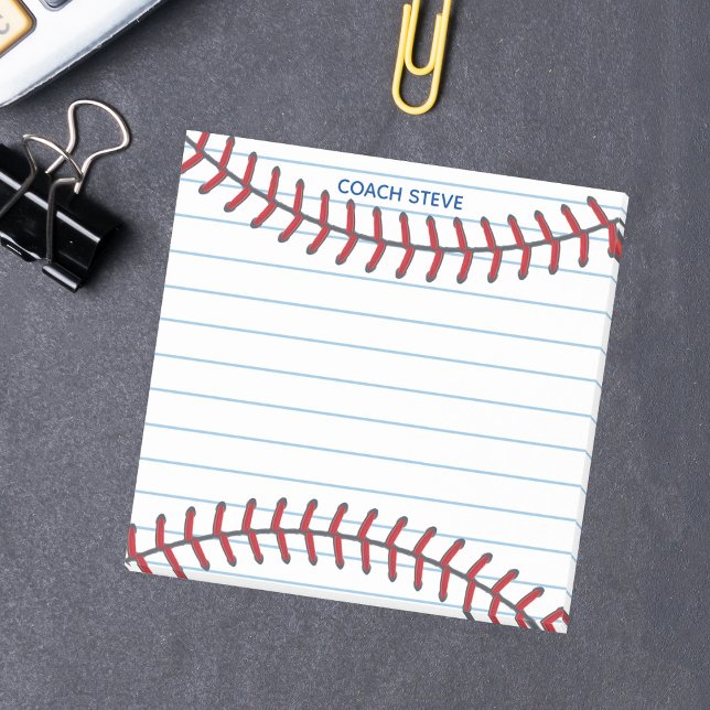 Custom Baseball Coach or Ball Player Lined Sports Post-it Notes (Creator Uploaded)