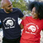 Custom Baseball Dad Mum with Name and Number T-Shirt<br><div class="desc">Get ready for game day with this custom baseball t-shirt perfect for baseball, softball, or tee-ball moms, mamas, dads, and baseball fans! This tee can be personalised with your name, number, or team name for a unique touch. Made with soft and comfortable fabric, this shirt will become your go-to for...</div>