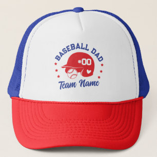Custom Baseball Dad Mum with Name and Number Trucker Hat