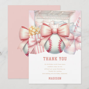 Custom Baseball Girl Birthday Thank You Card