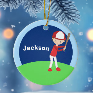Custom Baseball Kid Ceramic Tree Decoration