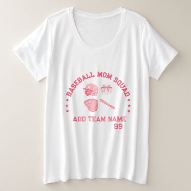 Custom Baseball Mum cheering Plus Size T-shirt (Design Front)