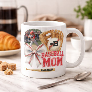 Custom Baseball Mum Photo Name Coffee Mug