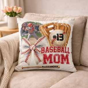 Custom Baseball Mum Photo Name Cushion