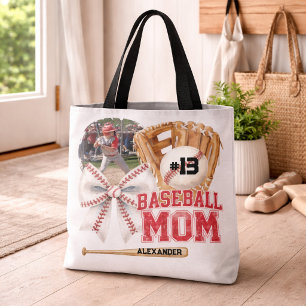 Custom Baseball Mum Photo Name Tote Bag