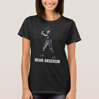 Custom Baseball Mum Player Photo Name T-Shirt