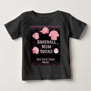 Custom Baseball Mum Squad with Team Name Number  Baby T-Shirt