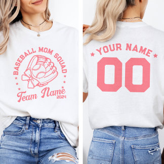 Custom Baseball Mum Squad with Team Name Number  T-Shirt