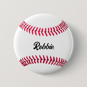 Custom baseball red white personalised 6 cm round badge