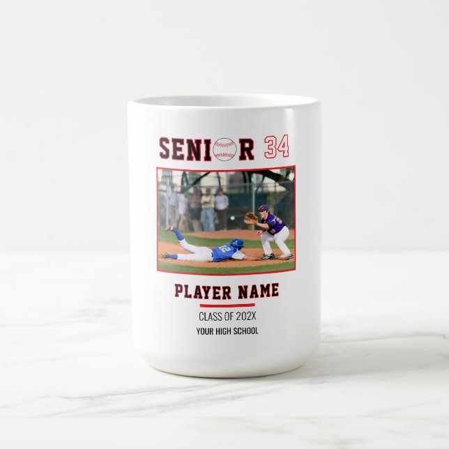 Custom Baseball Senior Night Photo Coffee Mug (Center)