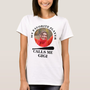 Custom baseball shape photo my favourite baseball T-Shirt