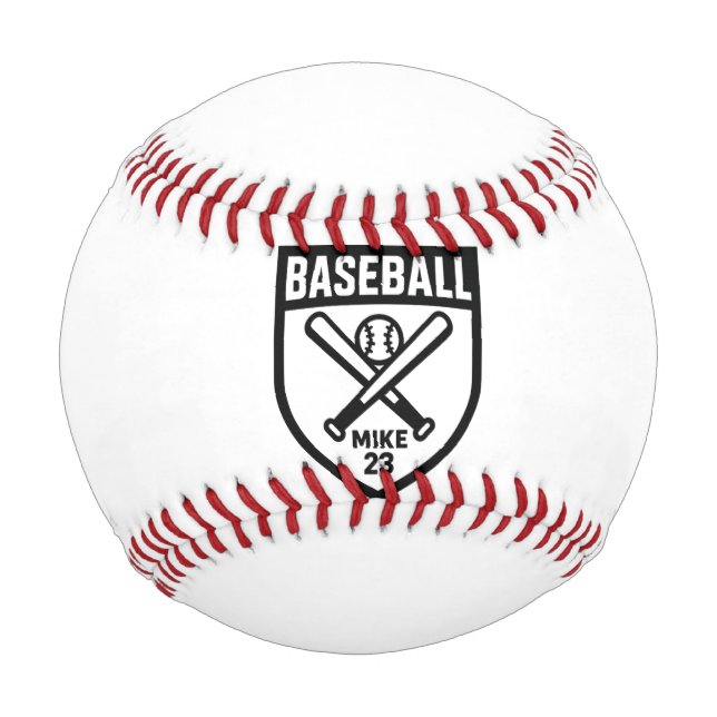 Custom Baseball Shield Logo Personalised Name & Nu (Front)