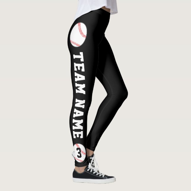 Custom Baseball Team Name and Player Number Sports Leggings (Right)