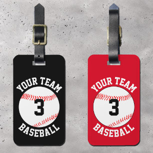 Custom Baseball Team Name, Player Number and Colou Luggage Tag