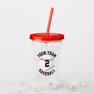 Custom Baseball Team Name & Player Number Sports Acrylic Tumbler