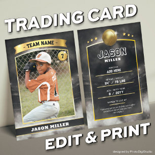 Custom Baseball Trading Card Black Gold Stadium