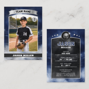 Custom Baseball Trading Card, Blue Silver Stadium Calling Card