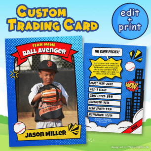 Custom Baseball Trading Card, Comic Baseball Card