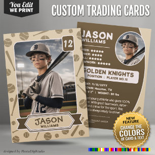 Custom Baseball Trading Card, Editable Colours Car Calling Card