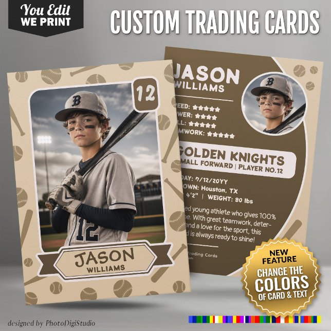 Custom Baseball Trading Card, Editable Colours Car Calling Card (Custom Baseball Trading Card, Editable Colors Card)