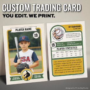 Custom Baseball Trading Card, Vintage Player Card