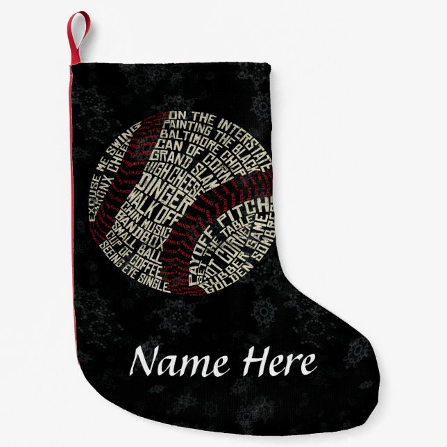 Custom Baseball Typography Christmas Stocking (Front)