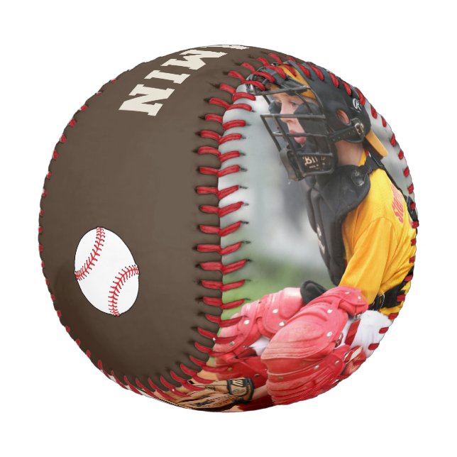 Custom Baseball with Name Number Photo Kids (Angled)
