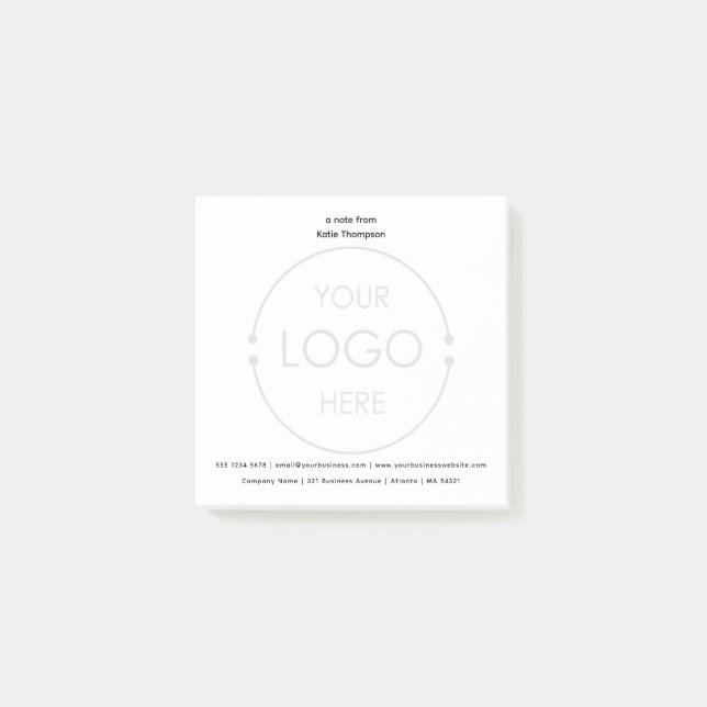 Custom Basic Business Logo Background & Name Post-it Notes (Front)