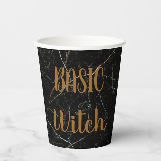 Custom BASIC WITCH Cat Funny Cool Aesthetic Cute Paper Cups (Front)