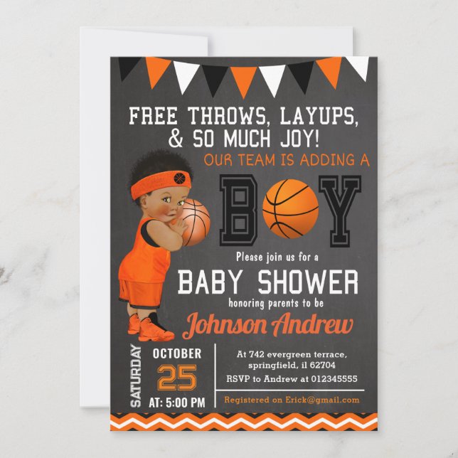Custom Basketball Baby Shower Invitation (Front)