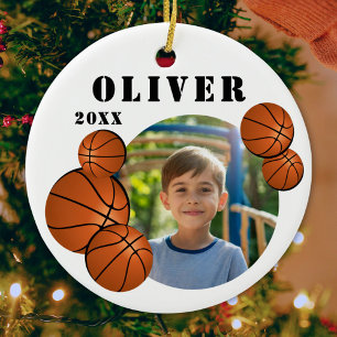 Custom Basketball Ball Sports Photo Ceramic Tree Decoration
