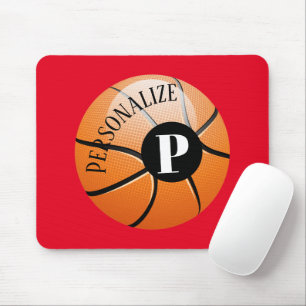 Custom Basketball Baller Name Initial Monogram Mouse Pad
