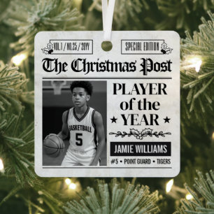 Custom Basketball Christmas Newspaper Photo Metal Tree Decoration