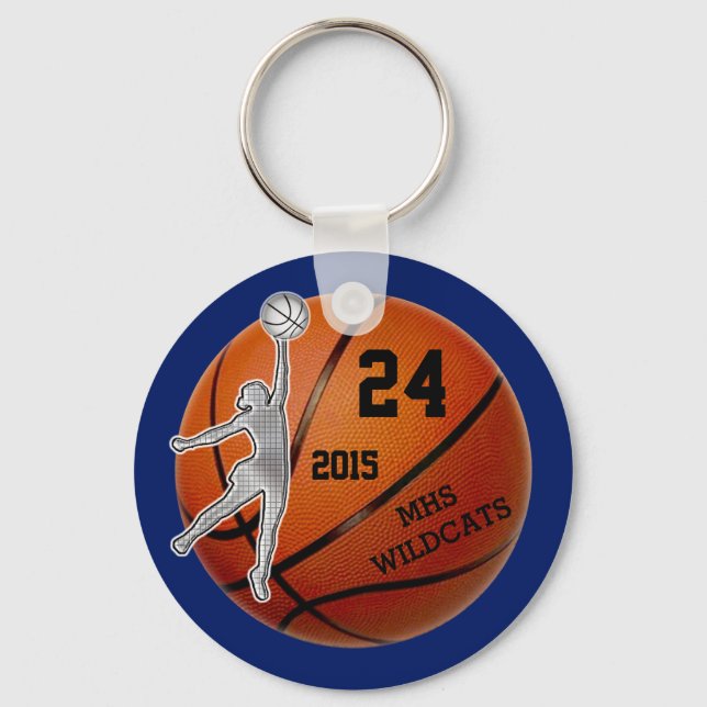 Custom Basketball Keychains with Your Text, Colour (Front)