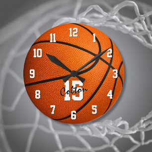 Custom basketball kids room decor round clock