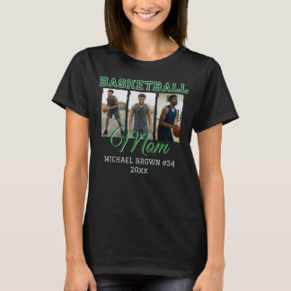 Custom Basketball Mom 3 Photo Collage Name Number T-Shirt