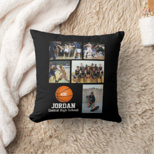 Custom Basketball Photo Collage Name Team Number Cushion